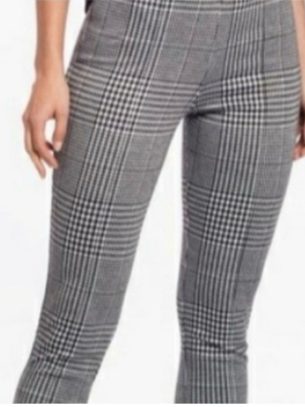 Tahari Gray Plaid Skinny Ponte Pants Sz Medium NWOT